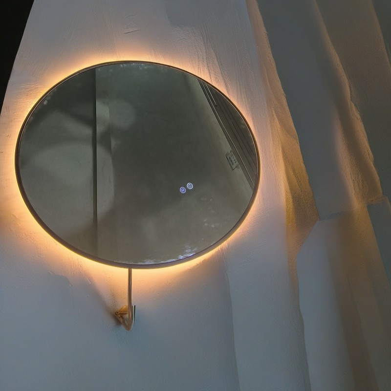 Black Framed Backlit Circle Bathroom Mirror DZBM-18
